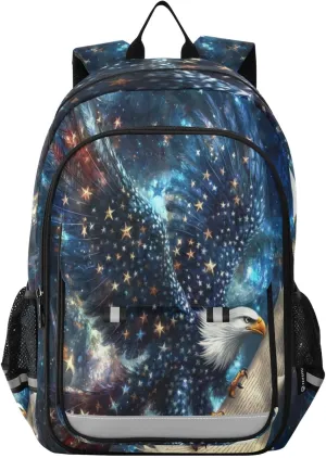 Starry Eagles Meteor Backpack for Boys Girls Elementary School Bag Kids Bookbag Travel Rucksack With Reflective Stripes