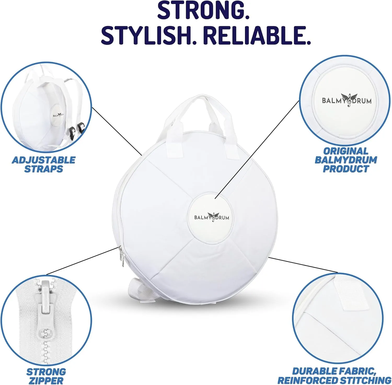 Steel Tongue Drum Bags, Padded Carrier Bags for Percussion Instrument Handpan Drum Carry Bag with Shoulder Strap (White-14in)