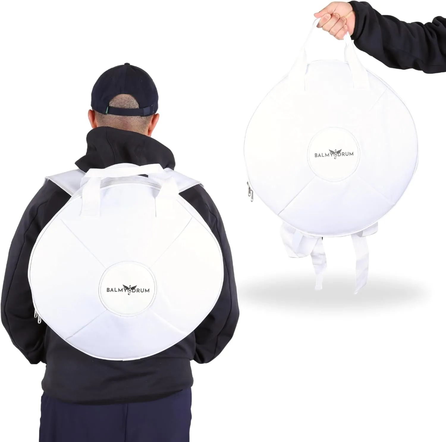 Steel Tongue Drum Bags, Padded Carrier Bags for Percussion Instrument Handpan Drum Carry Bag with Shoulder Strap (White-14in)
