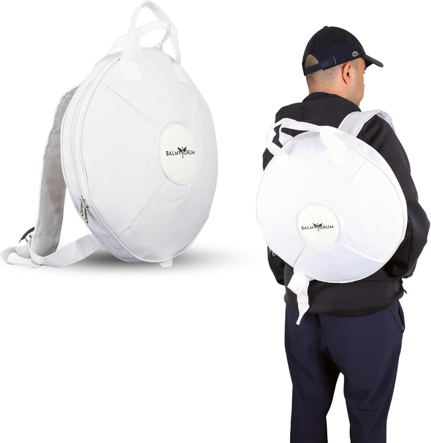 Steel Tongue Drum Bags, Padded Carrier Bags for Percussion Instrument Handpan Drum Carry Bag with Shoulder Strap (White-14in)