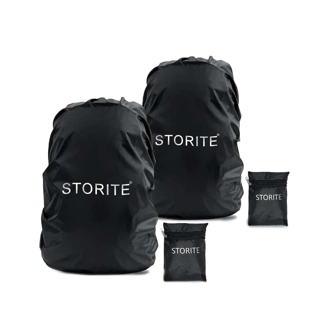 Storite 2 Pack Dust & Rain Cover For Standard Backpack With Pouch (30L-35L,Black)