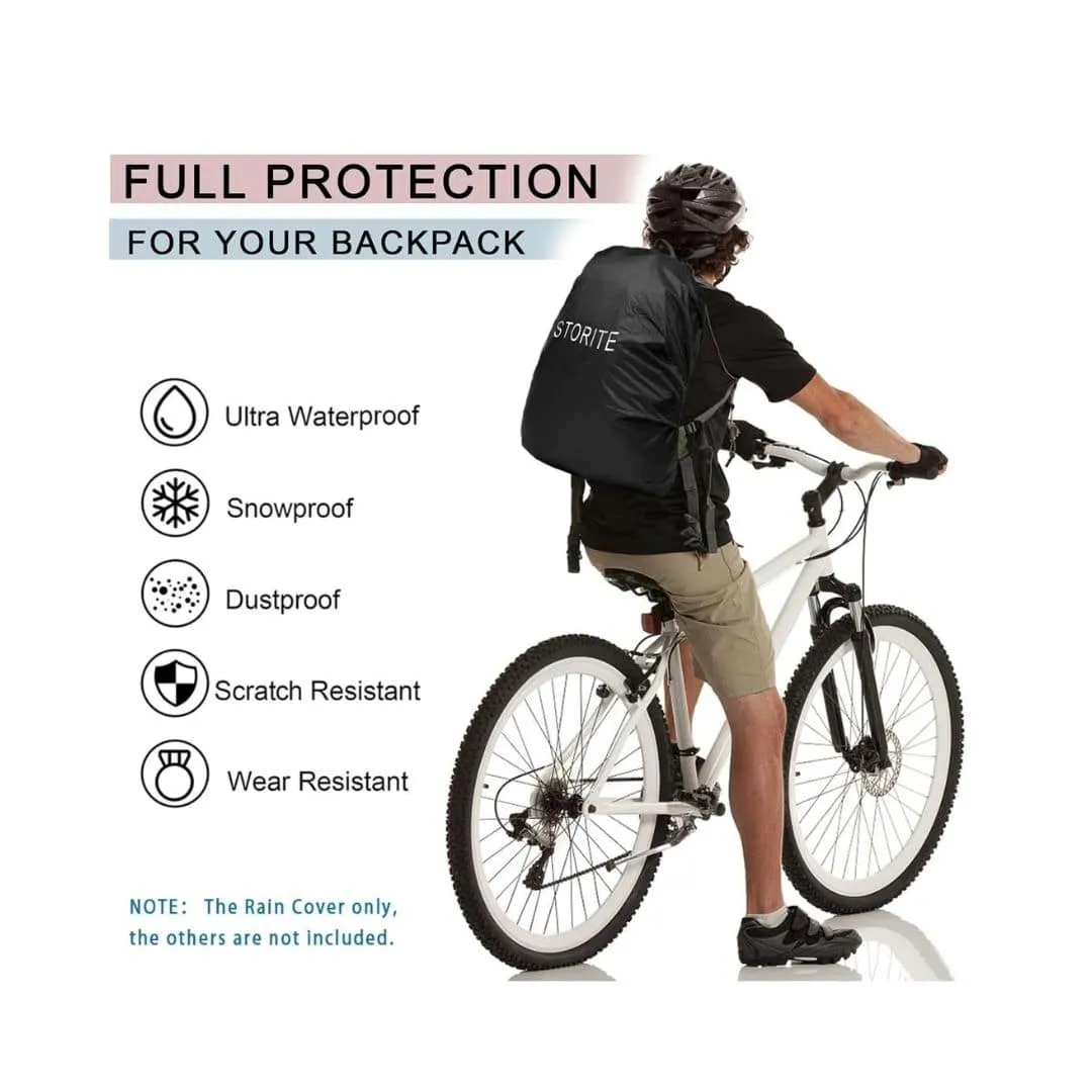 Storite 2 Pack Dust & Rain Cover For Standard Backpack With Pouch (30L-35L,Black)