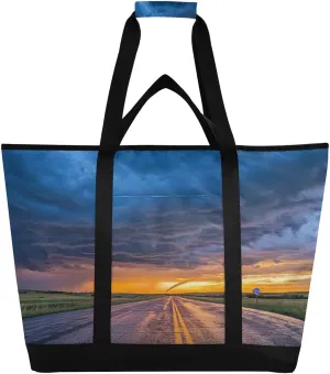 Storm Highway Reusable Insulated Lunchbox Cooler Bag, Leakproof Kitchen Grocery Bag Collapsible Portable Cooler Tote Bag for Picnic, Camping, Office, Travel