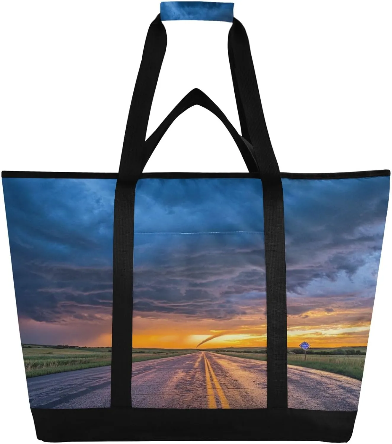 Storm Highway Reusable Insulated Lunchbox Cooler Bag, Leakproof Kitchen Grocery Bag Collapsible Portable Cooler Tote Bag for Picnic, Camping, Office, Travel