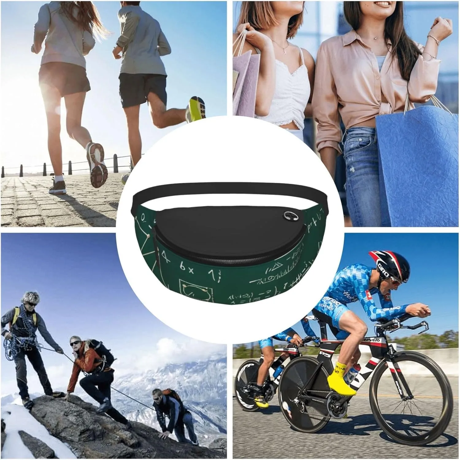 Stylish 3d Math Formula Bumbags Waist Fanny Pack For Women Ladies Men Lightweight Bum Bag With Zip Pockets Adjustable Belt For Dog Walking Running Cycling Hiking Outdoor Sport