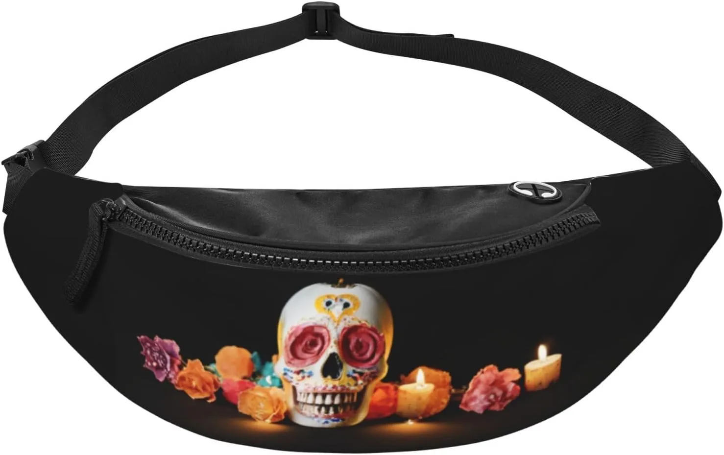 Stylish 3d Mexican Skull Bumbags Waist Fanny Pack For Women Ladies Men Lightweight Bum Bag With Zip Pockets Adjustable Belt For Dog Walking Running Cycling Hiking Outdoor Sport