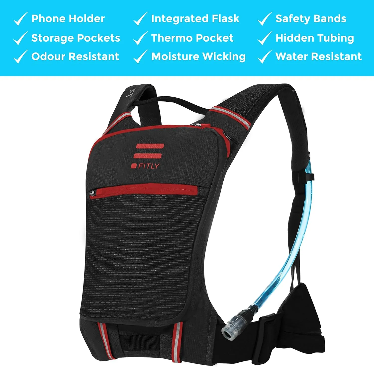 Sub90 Running Hydration Vest - Lightweight Running Pack for Men & Women with Phone Holder, Storage, Thoracic Belt - Water Pack - Carry Personal Items While Running - Red