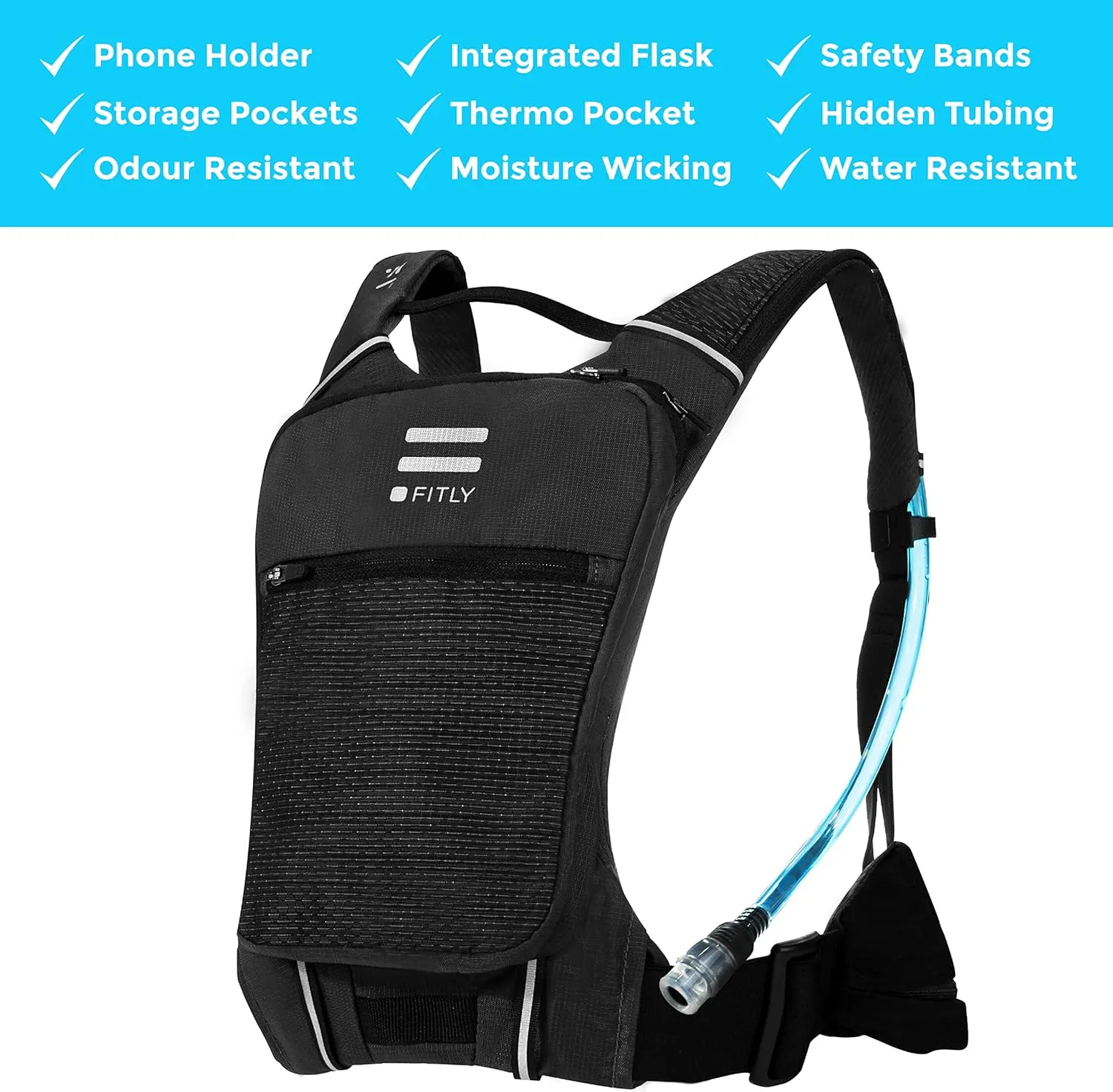 Sub90 Running Hydration Vest - Running Pack with Phone Holder, Storage, Thoracic Belt - Unisex Running Vest - Carry Personal Items - Lightweight Hydration Backpack (Black, XS-S)