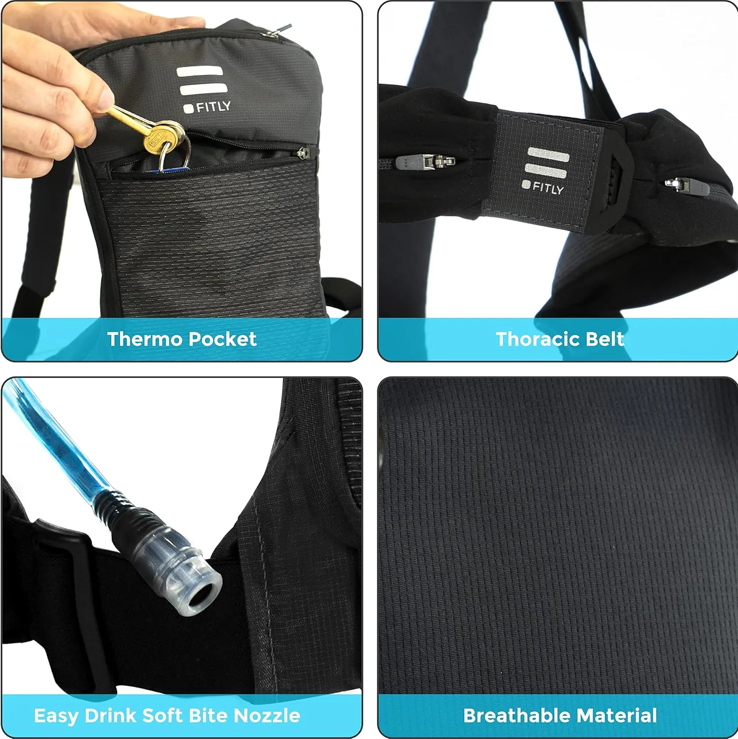 Sub90 Running Hydration Vest - Running Pack with Phone Holder, Storage, Thoracic Belt - Unisex Running Vest - Carry Personal Items - Lightweight Hydration Backpack (Black, XS-S)
