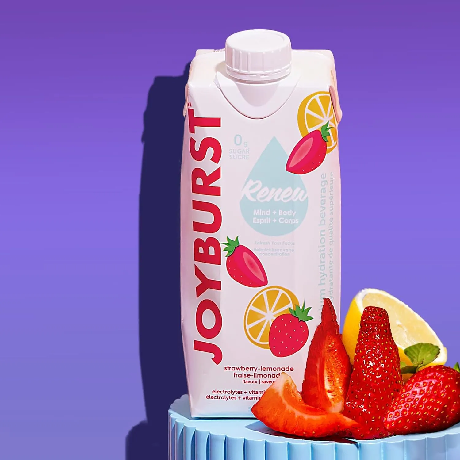 Sugar Free Electrolyte Water, Zero Calorie Hydration Drink, Refresh, Hydrate & Recover, Electrolytes Vitamin B's   Focus, Comes in Eco-friendly Tetra Pak® packages (Strawberry-lemonade, 12 Packs)