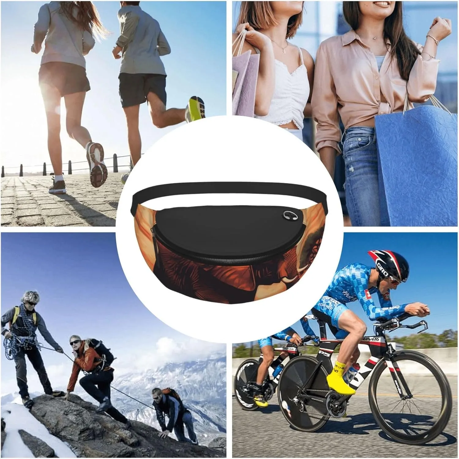 Sunset elephant Fanny Pack for Man Women Waist Bag Adjustable Belt Casual Chest Bag Bum Bags for Travel Sports Running Hiking Waist Packs