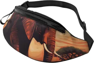 Sunset elephant Fanny Pack for Man Women Waist Bag Adjustable Belt Casual Chest Bag Bum Bags for Travel Sports Running Hiking Waist Packs