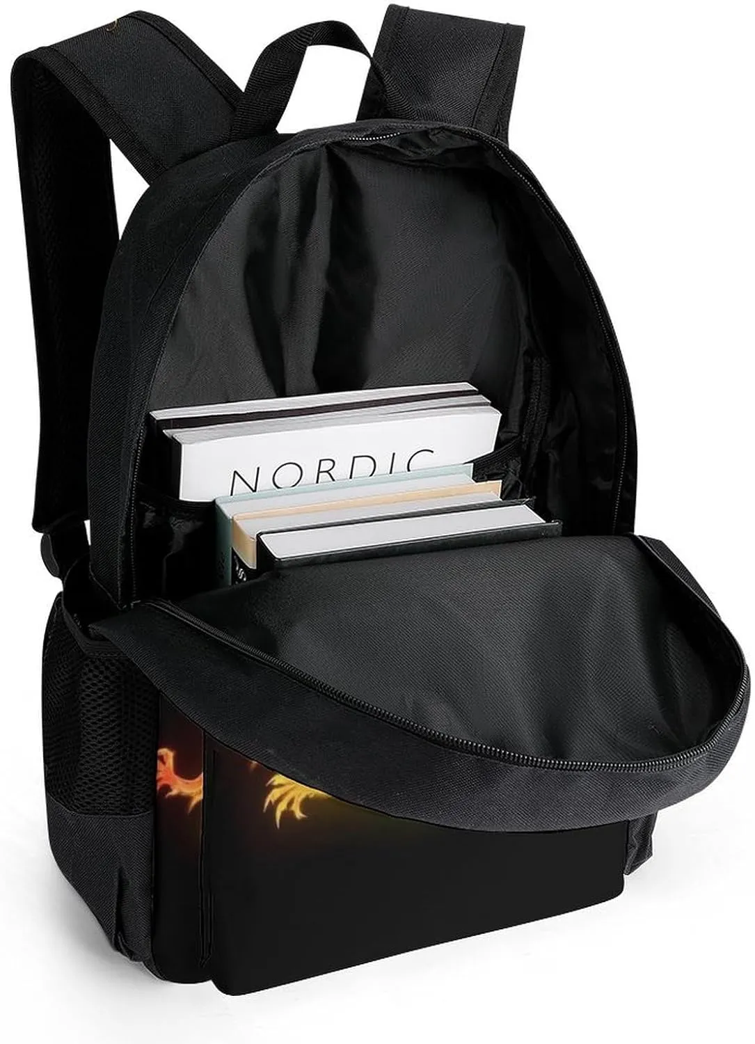 Supdreamc Daypack Anti-Theft Multipurpose Large Capacity Shoulder Bag - Cool Fire Rainbow Dragon Travel Hiking & Camping Rucksack With Smooth Zippers