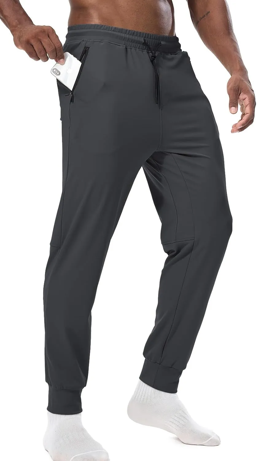 Surenow Men's Workout Athletic Pants Running Lightweight Lounge Gym Sweatpants for Men Track Casual Pant with Zipper Pockets