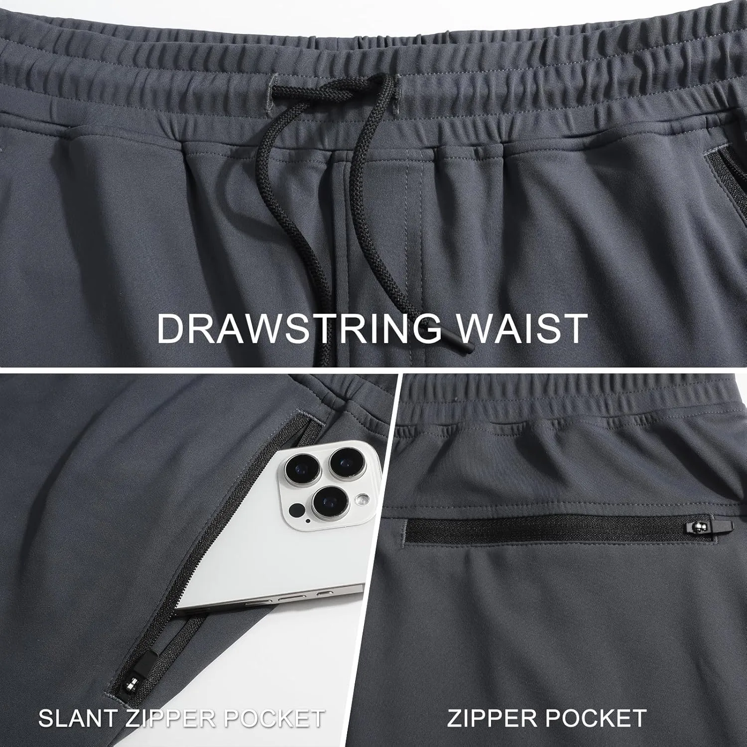 Surenow Men's Workout Athletic Pants Running Lightweight Lounge Gym Sweatpants for Men Track Casual Pant with Zipper Pockets
