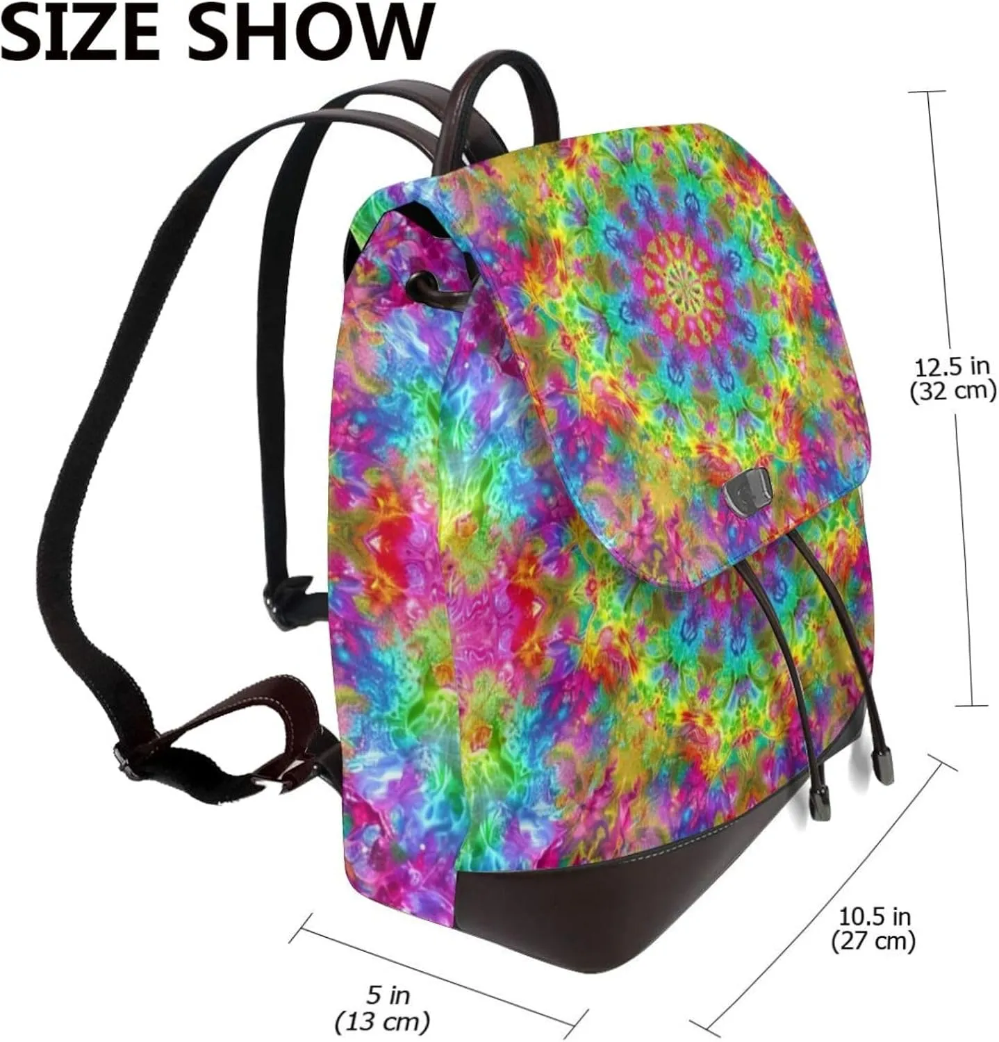 Swarms Of Flowers Women'S Leather Backpack Ladies Shoulder Bag Leather Handbag Rucksack Travel Daypack