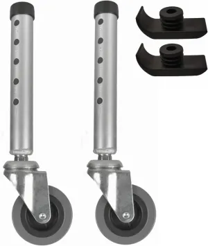 Swivel Walker Wheels, Swivel Hard Rubber Universal Walker Casters Wheel with 5 Height Adjustable, Replacement Rollator Accessories, Extra 2 Ski Glides Included