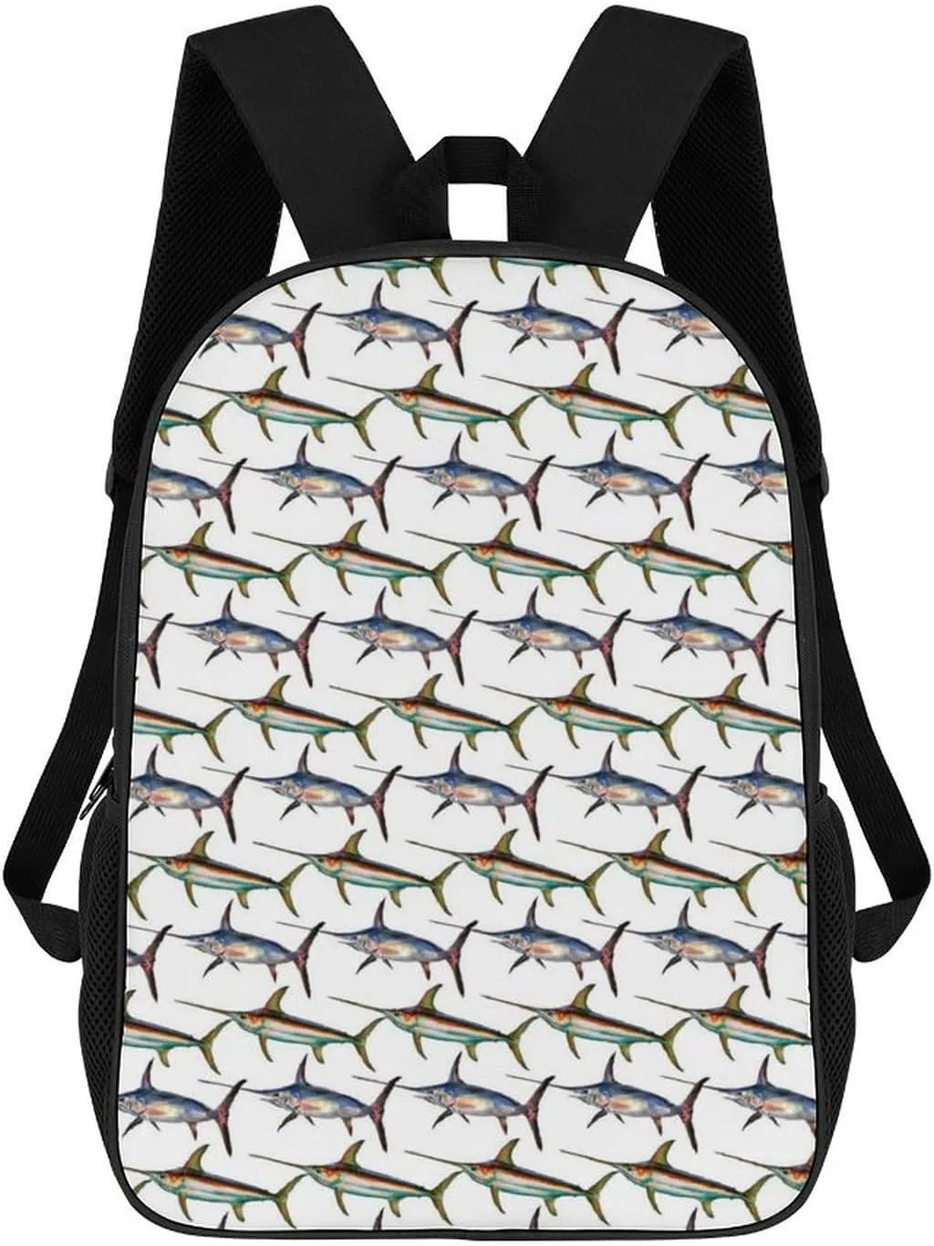 Swordfish Pattern Fashion 17 Inch Backpack Simple Shoulders Daypacks Lightweight Laptop Bag Travel Gear