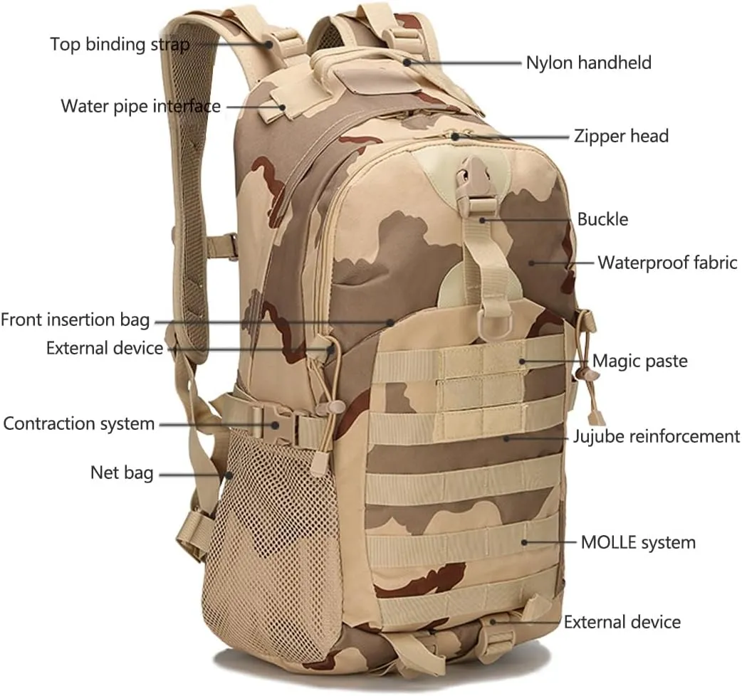 Tactical Backpack for Men Hiking Day Pack Molle Military Rucksack Waterproof Assault Pack Bag for Hunting Camping Trekking (Black)