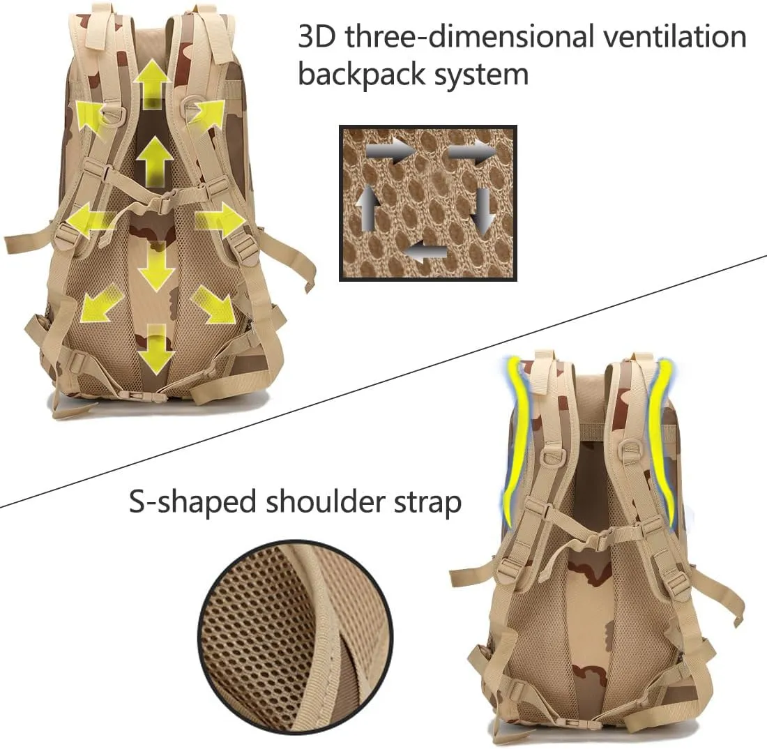 Tactical Backpack for Men Hiking Day Pack Molle Military Rucksack Waterproof Assault Pack Bag for Hunting Camping Trekking (Black)