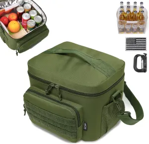 Tactical Lunch Bag for Men Women, 12 Cans Insulated Lunch Box for Adult | 9L Leakproof Lunch Cooler Tote for Work Office Outdoor Travel | Soft Easy To Clean Liner x2, OD Green