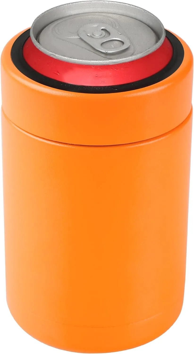Tahoe Trails Stainless Steel 12oz Vacuum Insulated Can and Bottle Cooler | Double Wall Can Cooler For Cans and Bottles | Copper Plated Can Chiller and Metal Cooler | Orange