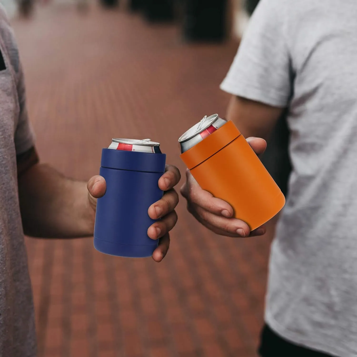 Tahoe Trails Stainless Steel 12oz Vacuum Insulated Can and Bottle Cooler | Double Wall Can Cooler For Cans and Bottles | Copper Plated Can Chiller and Metal Cooler | Orange