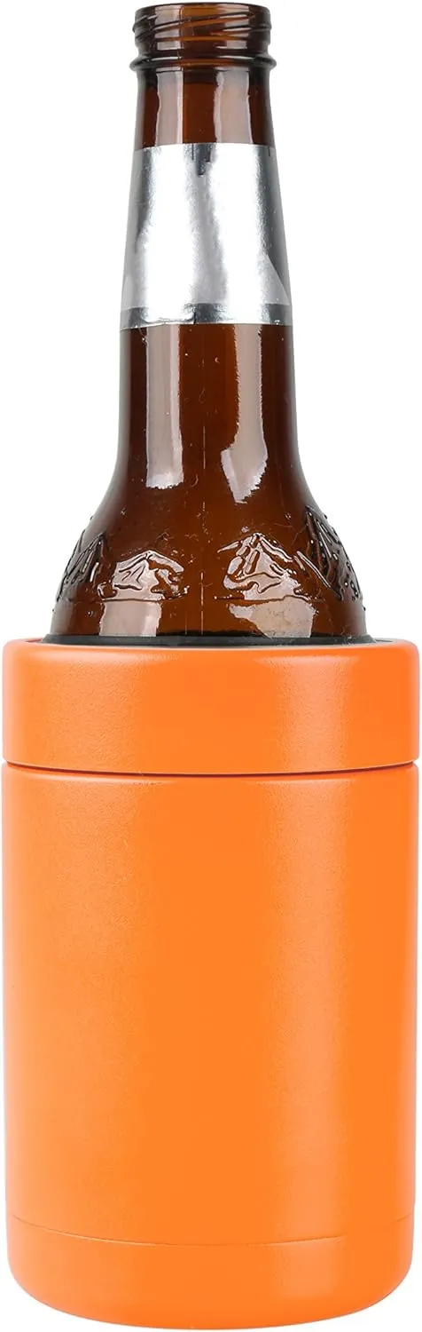 Tahoe Trails Stainless Steel 12oz Vacuum Insulated Can and Bottle Cooler | Double Wall Can Cooler For Cans and Bottles | Copper Plated Can Chiller and Metal Cooler | Orange