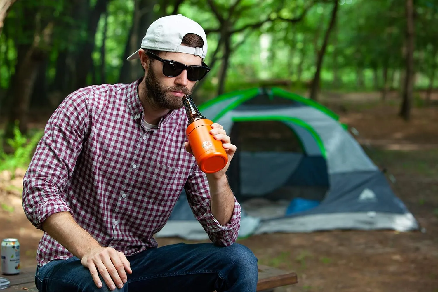 Tahoe Trails Stainless Steel 12oz Vacuum Insulated Can and Bottle Cooler | Double Wall Can Cooler For Cans and Bottles | Copper Plated Can Chiller and Metal Cooler | Orange