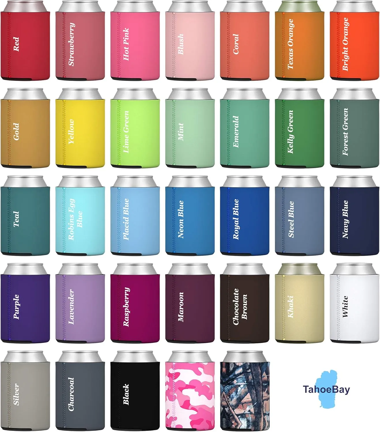 TahoeBay Neoprene Blank Can Coolers (12-Pack) Plain Bulk Collapsible Beer Soda Cover Coolies, Personalized Sublimation Sleeves for Weddings, Bachelorette Parties, HTV Projects (Robins Egg Blue)