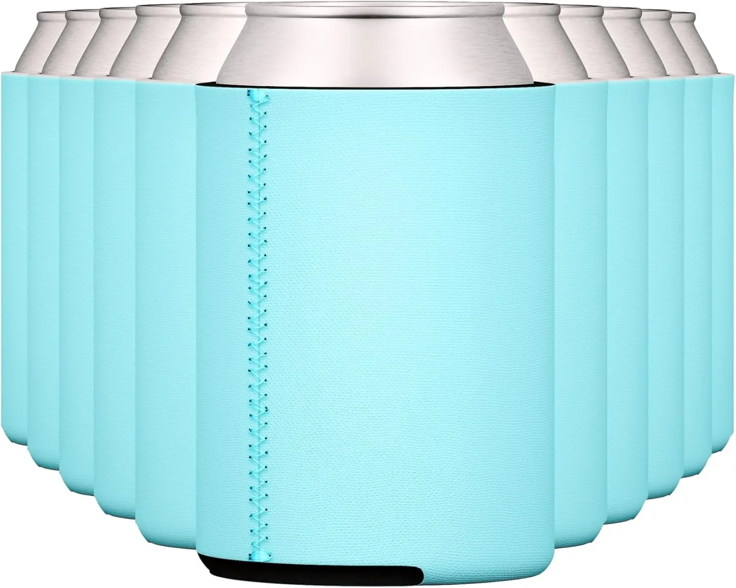 TahoeBay Neoprene Blank Can Coolers (12-Pack) Plain Bulk Collapsible Beer Soda Cover Coolies, Personalized Sublimation Sleeves for Weddings, Bachelorette Parties, HTV Projects (Robins Egg Blue)