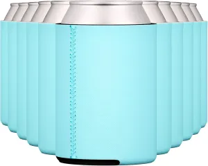 TahoeBay Neoprene Blank Can Coolers (12-Pack) Plain Bulk Collapsible Beer Soda Cover Coolies, Personalized Sublimation Sleeves for Weddings, Bachelorette Parties, HTV Projects (Robins Egg Blue)