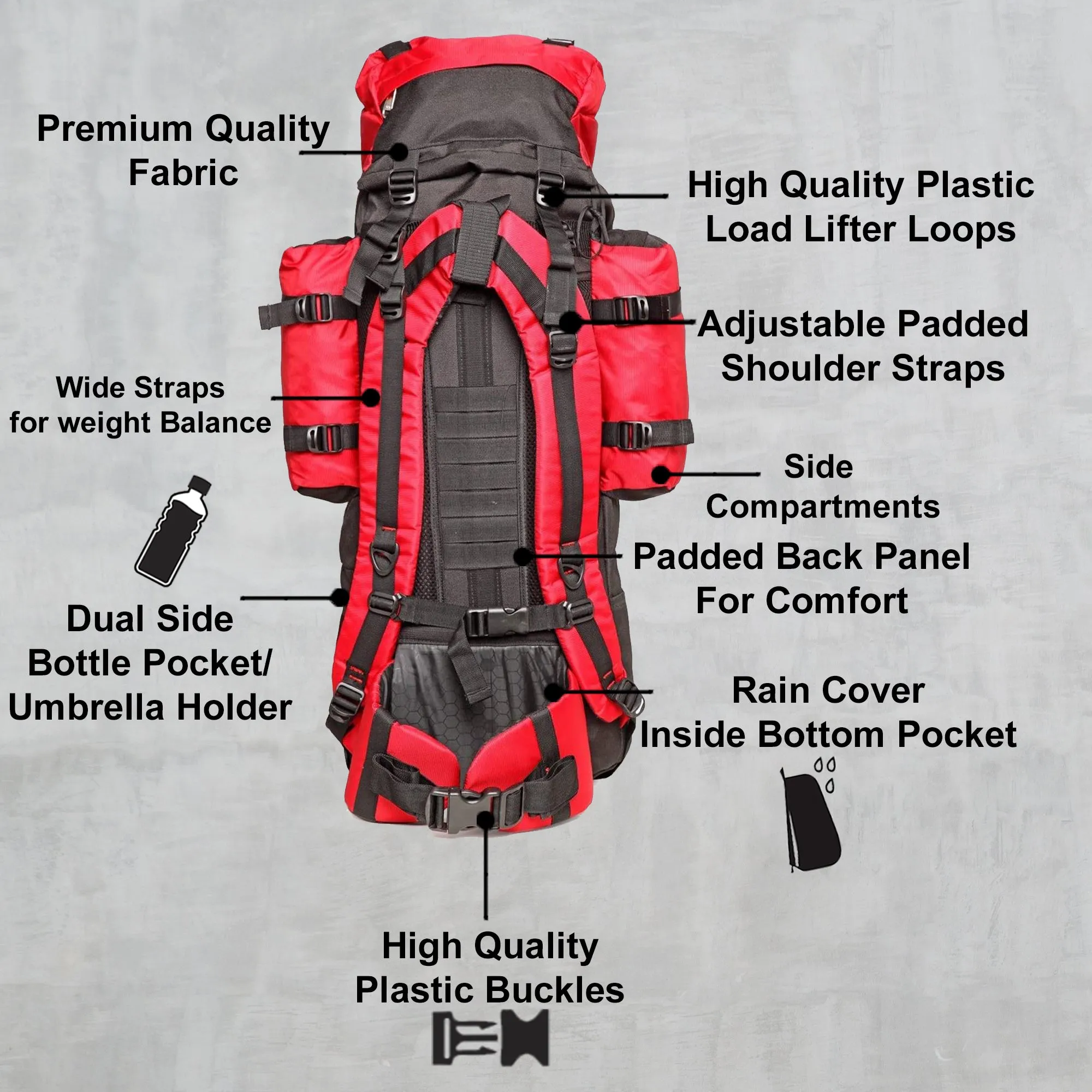 Teakwood Polyester Red Rucksack