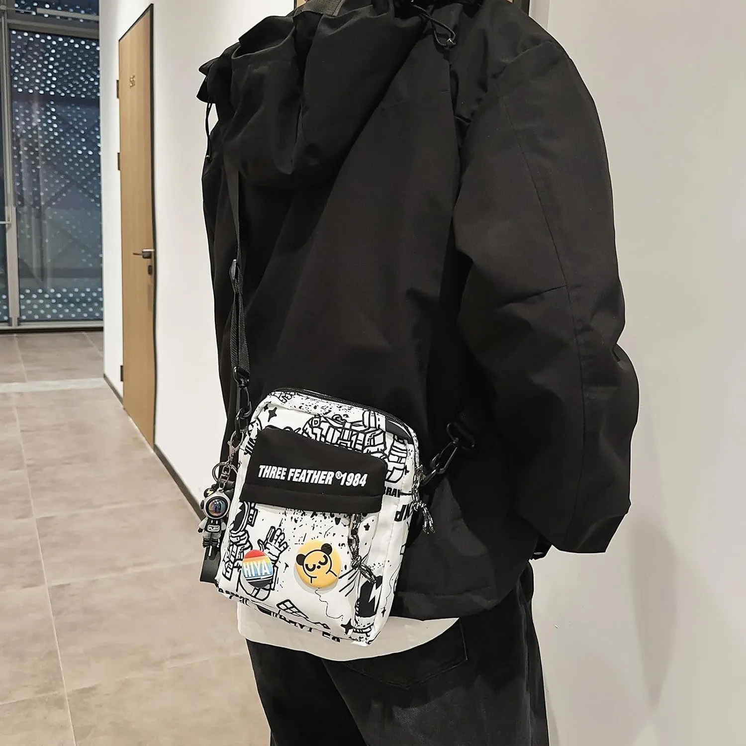Teclado Fashion Small Crossbody Bag with Cute Accessories Mini Casual Shoulder Bag with Pendants Purse Travel Daypacks