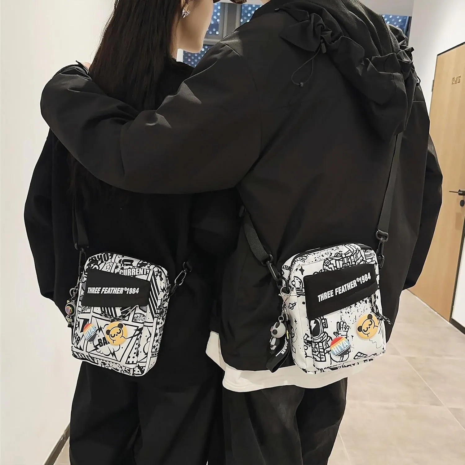 Teclado Fashion Small Crossbody Bag with Cute Accessories Mini Casual Shoulder Bag with Pendants Purse Travel Daypacks
