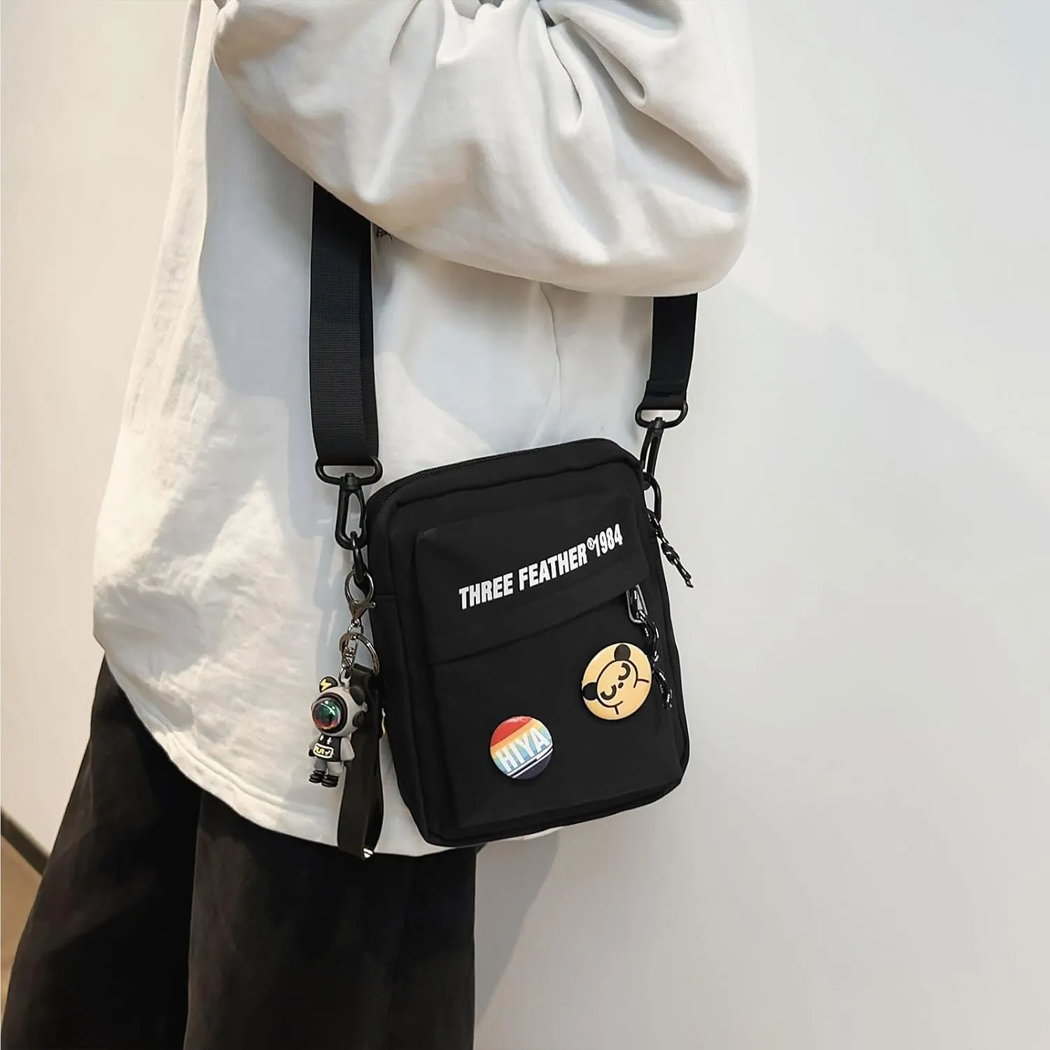 Teclado Fashion Small Crossbody Bag with Cute Accessories Mini Casual Shoulder Bag with Pendants Purse Travel Daypacks