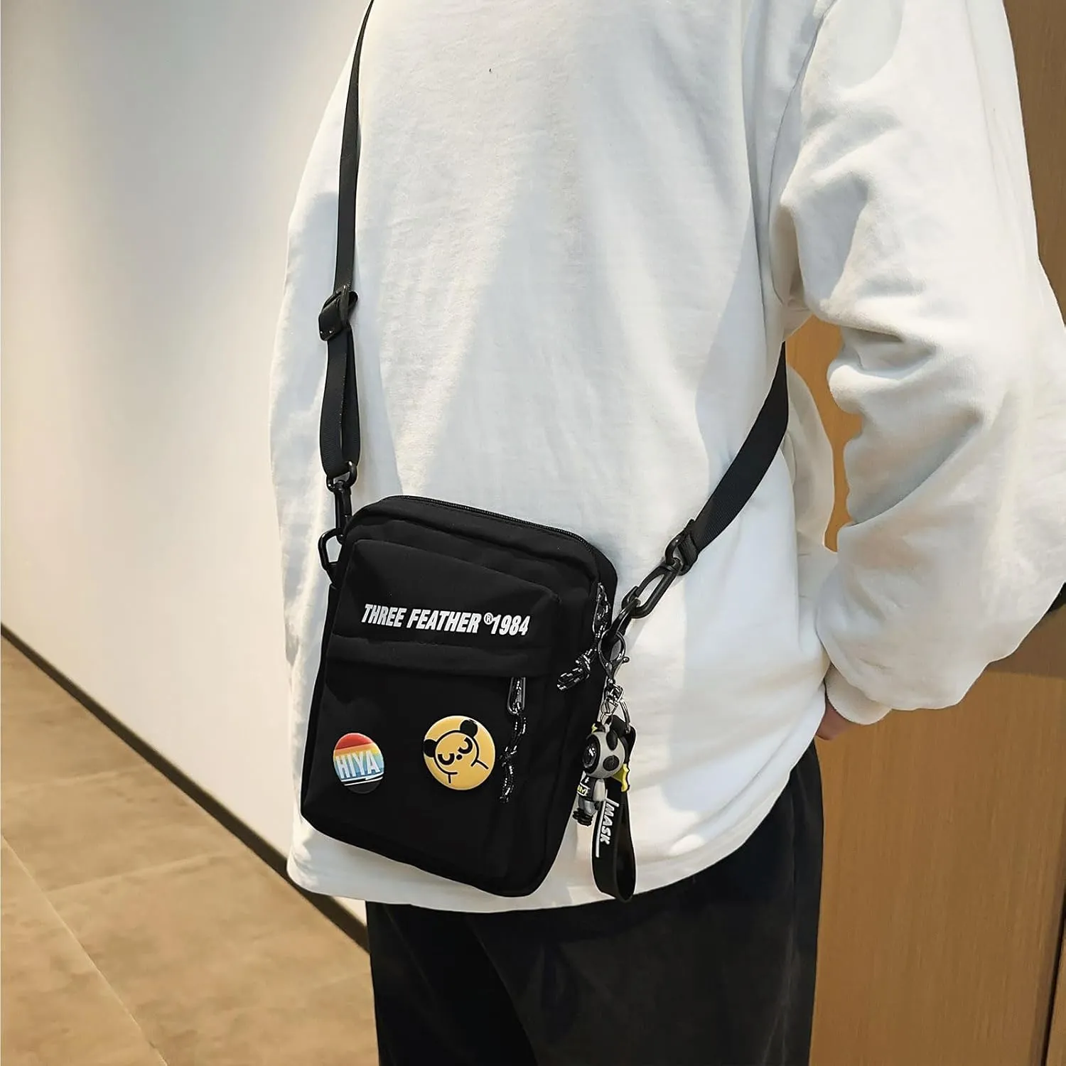Teclado Fashion Small Crossbody Bag with Cute Accessories Mini Casual Shoulder Bag with Pendants Purse Travel Daypacks