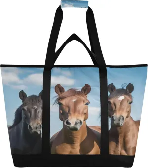 Thought Horse Reusable Insulated Lunchbox Cooler Bag, Leakproof Kitchen Grocery Bag Collapsible Portable Cooler Tote Bag for Picnic, Camping, Office, Travel