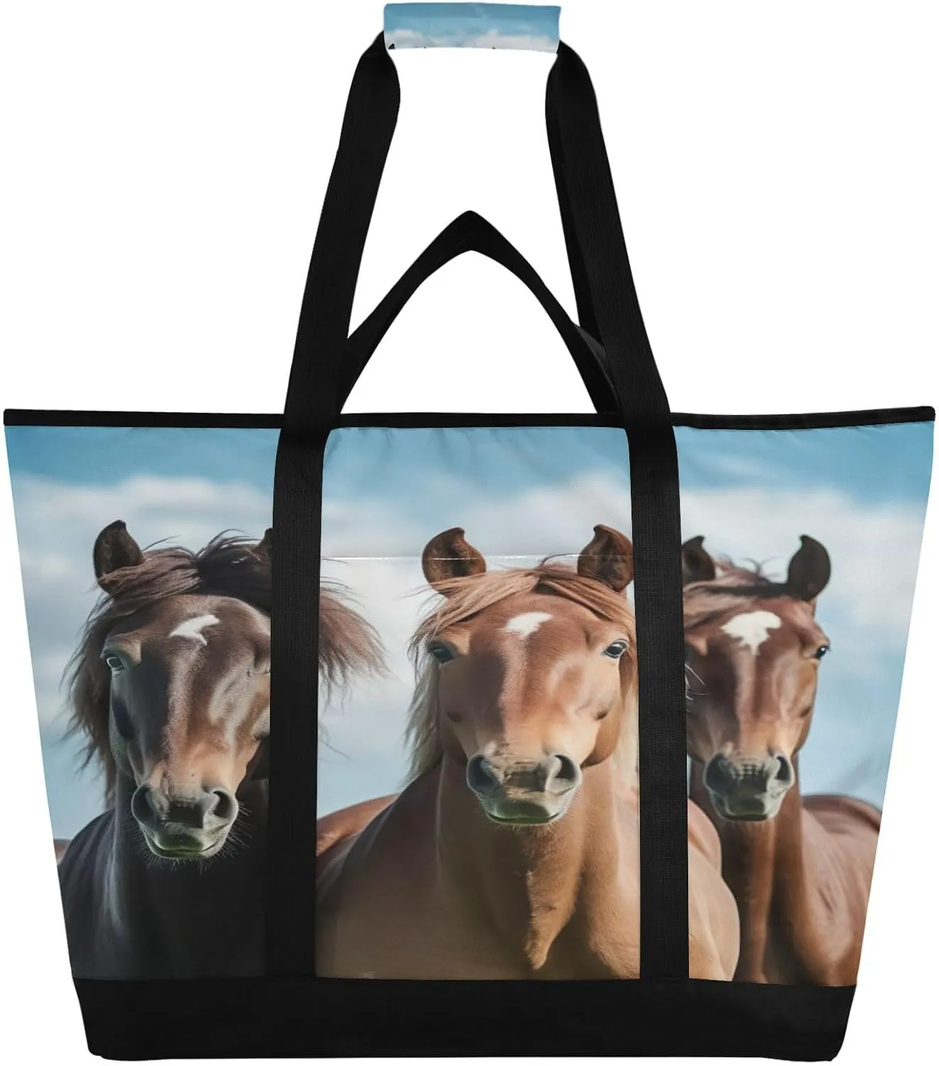 Thought Horse Reusable Insulated Lunchbox Cooler Bag, Leakproof Kitchen Grocery Bag Collapsible Portable Cooler Tote Bag for Picnic, Camping, Office, Travel