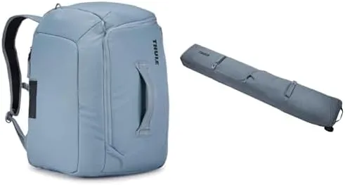 Thule RoundTrip 45L Boot Backpack with RoundTrip Ski Roller 192cm - Ski and Snowboard Travel Gear Storage Bundle