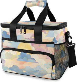Tie Dye Rainbow Clouds Cooler Bag Insulated Cooler Soft Sided Cooler 24 Can Portable Picnic Bag Large Leakproof Lunch Bag Box for Beach Grocery Camping Travel Car Men Women
