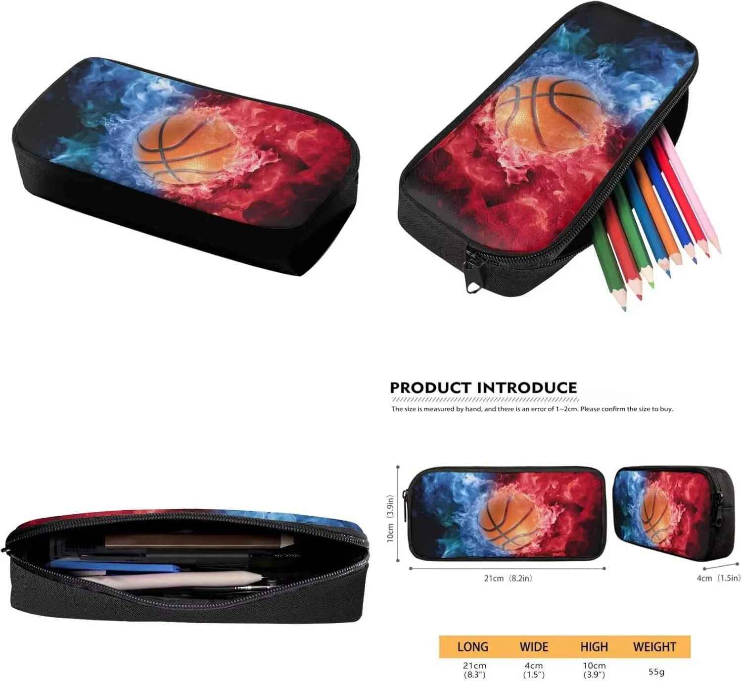 TOADDITDO Basketball School Backpack for Boys with Lunch Box and Water Bottle Water and Fire Print 10-12 Kids Big School Bag 5 Grade Daypack Student Camping Rucksack Travel Shoulder Bags Back Pack