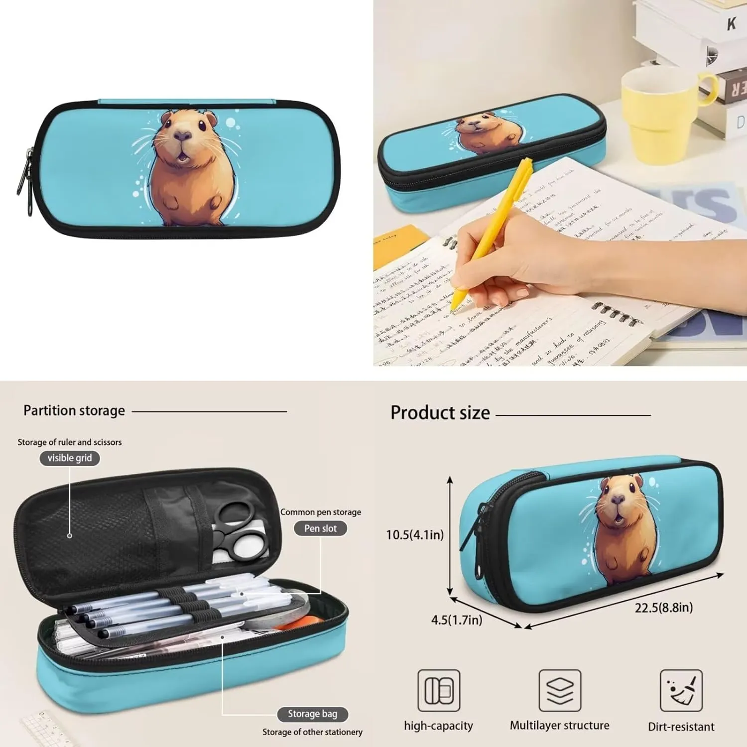 TOADDITDO Capybara School Bag Set for Girls 4-5 School Backpack Set with Lunchbox Pencil Case Toddler Cute Bookbags Kindergarten Preschool Large Capacity Daypack Rucksack Back Pack Mochilas Para NiñAs
