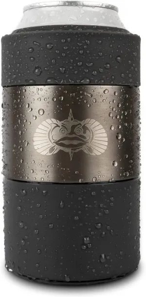 Toadfish Non-Tipping Can Cooler for 12oz Cans - Suction Cup Can Cooler for Beer & Soda - Includes Slim Can Adapter - Stainless Steel Double-Wall Vacuum Insulated Cooler - Graphite