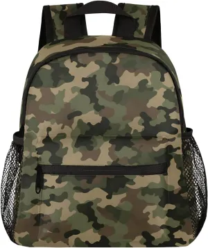 Toddler Backpack Military Camouflage Kindergarden Kids Bacpack for Boys Girls Preschool Bag Camo Lightweight Small Travel Rucksack Bag with Bottle Holder
