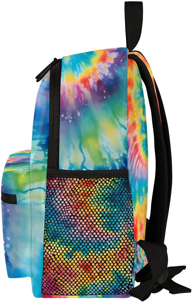 Toddler Backpack Rainbow Tie Dye Kindergarden Kids Bacpack for Boys Girls Preschool Bag Colorful Art Lightweight Small Travel Rucksack Bag with Bottle Holder