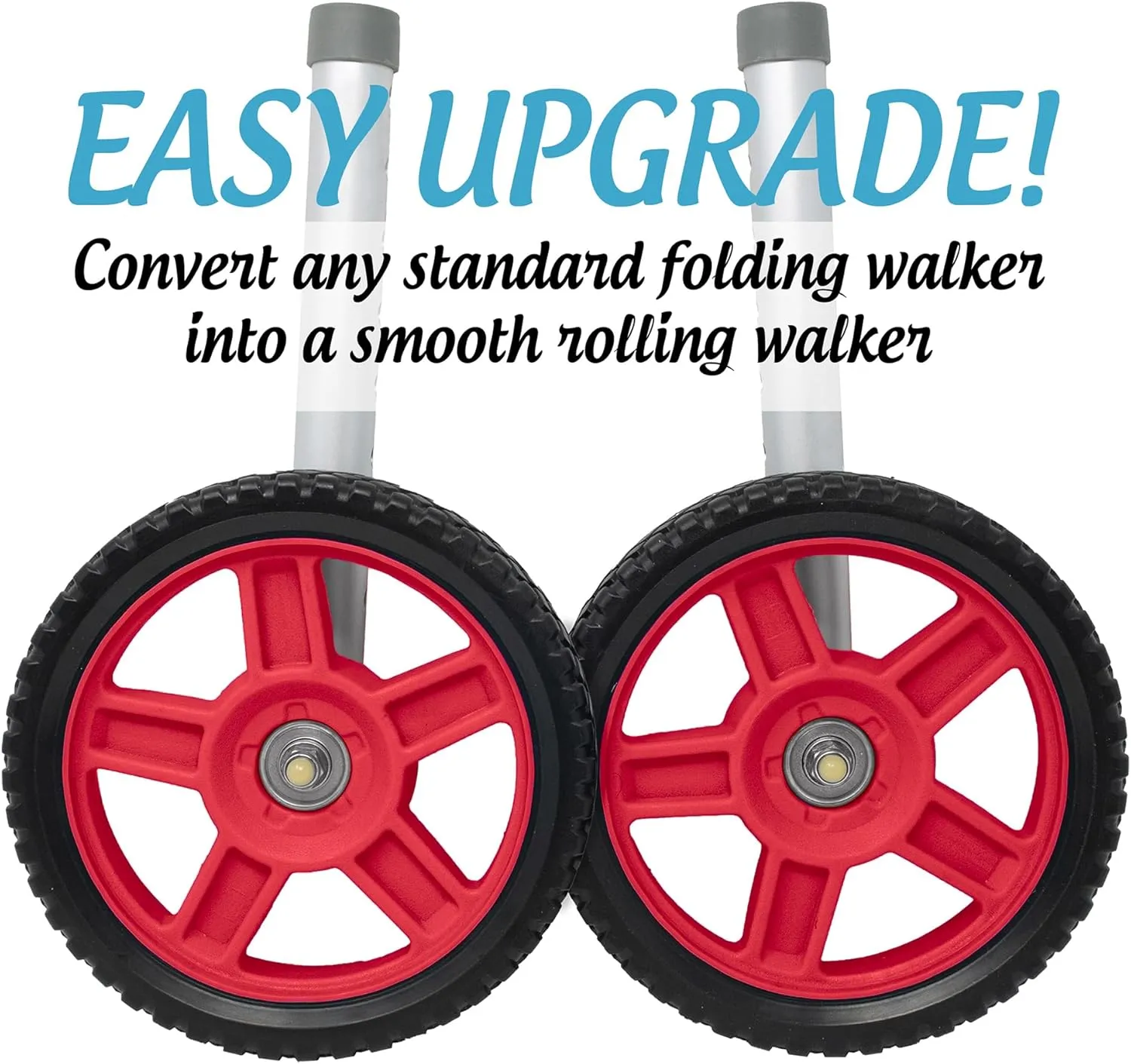 Top Glides 8" Off-Road Walker Wheel Kits with Flexfit Universal Ski Glides (Red)