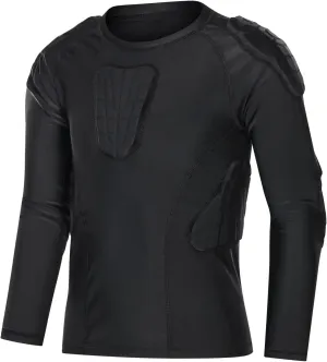 Topeter Kids Padded Football Goalie Shirt, Rib Protectors Youth Compression Shirts with Pads Catching Gear