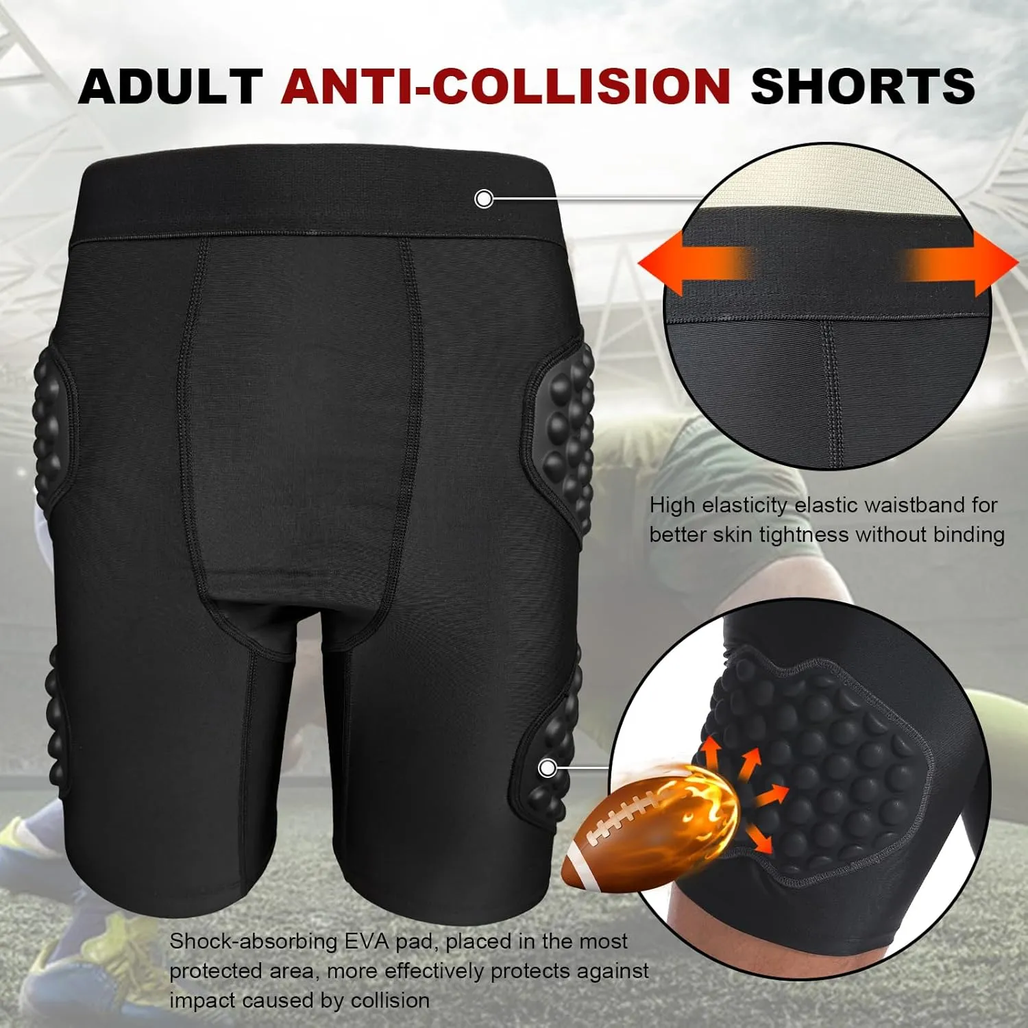 Topeter Men’s Padded Shorts Skate Compression Short Basketball Hip Protective Underwear
