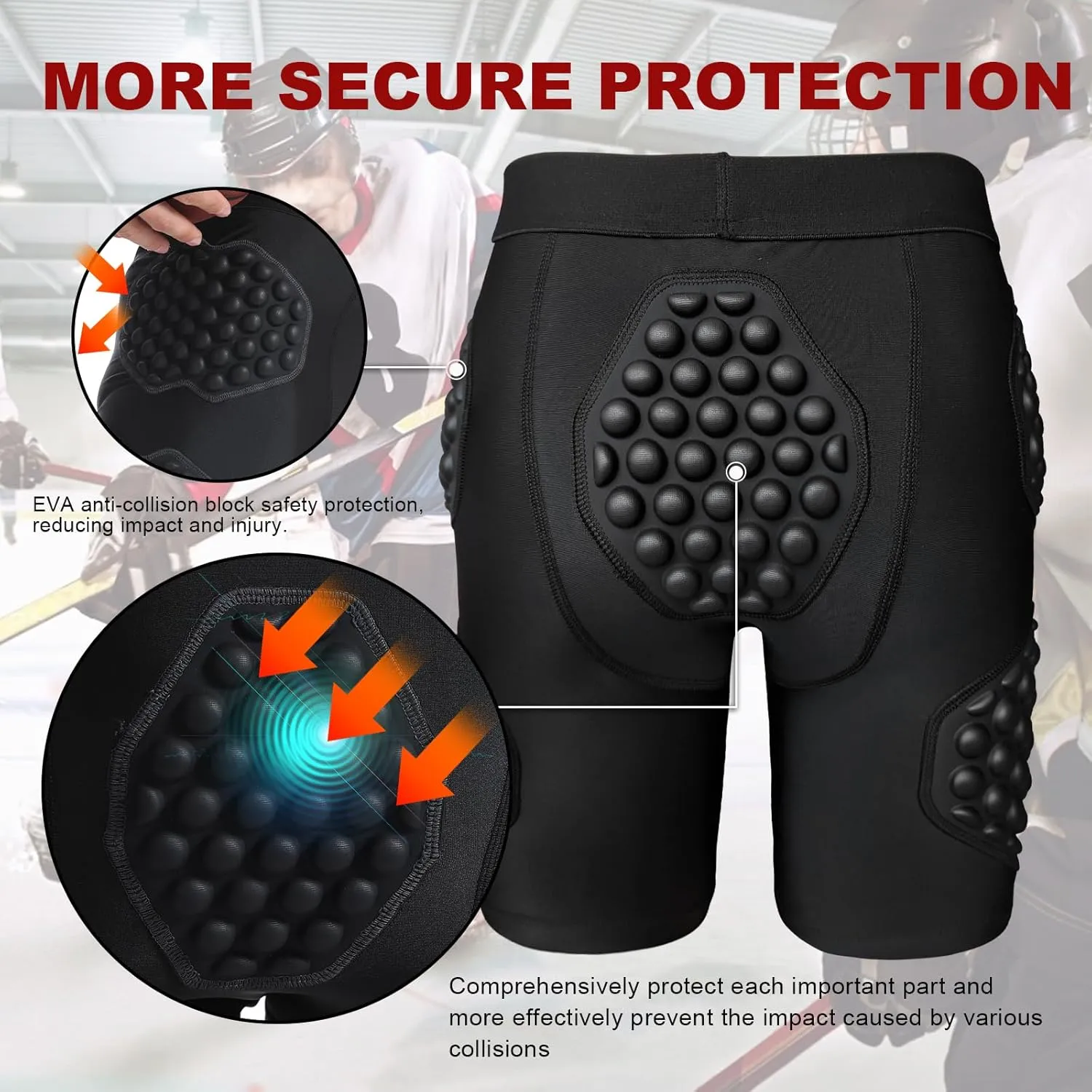 Topeter Men’s Padded Shorts Skate Compression Short Basketball Hip Protective Underwear